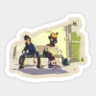 liz y lenno train station Sticker